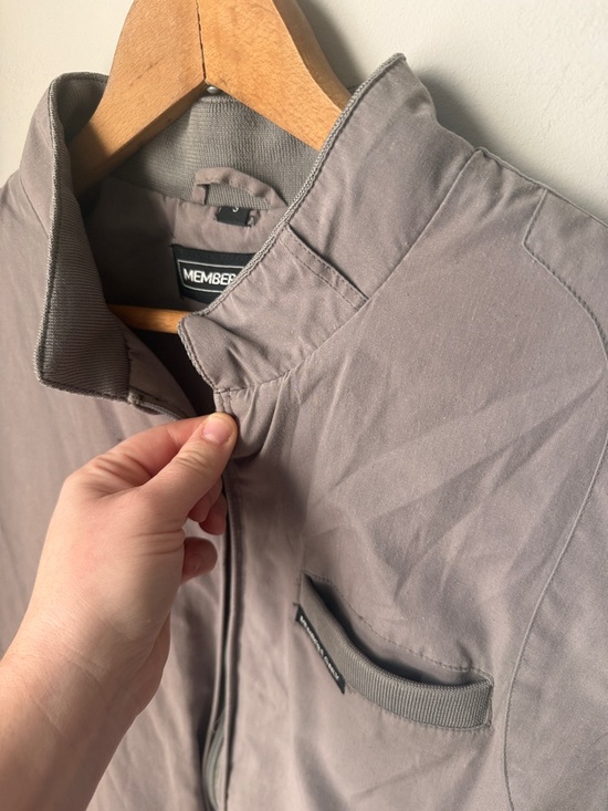 Members Only Gray Classic Racer Jacket Lightweight Zip Epaulette - Picture 3 of 9